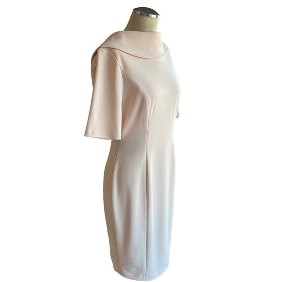 Adrianna Papell ✘ NWT Pink Elbow Sleeve Roll Neck Crepe Open Back Midi Dress - Picture 9 of 15